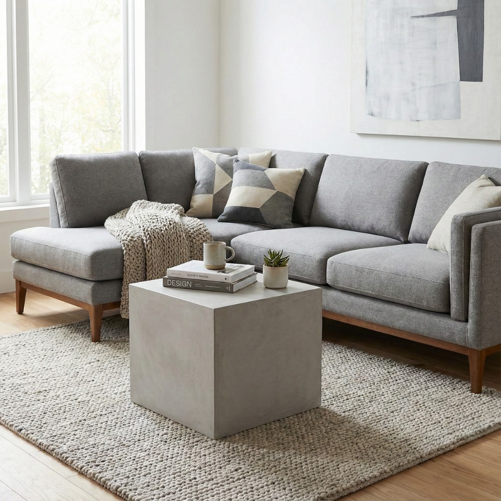 ソファ前に配置し、ローテーブルとして使用する一例